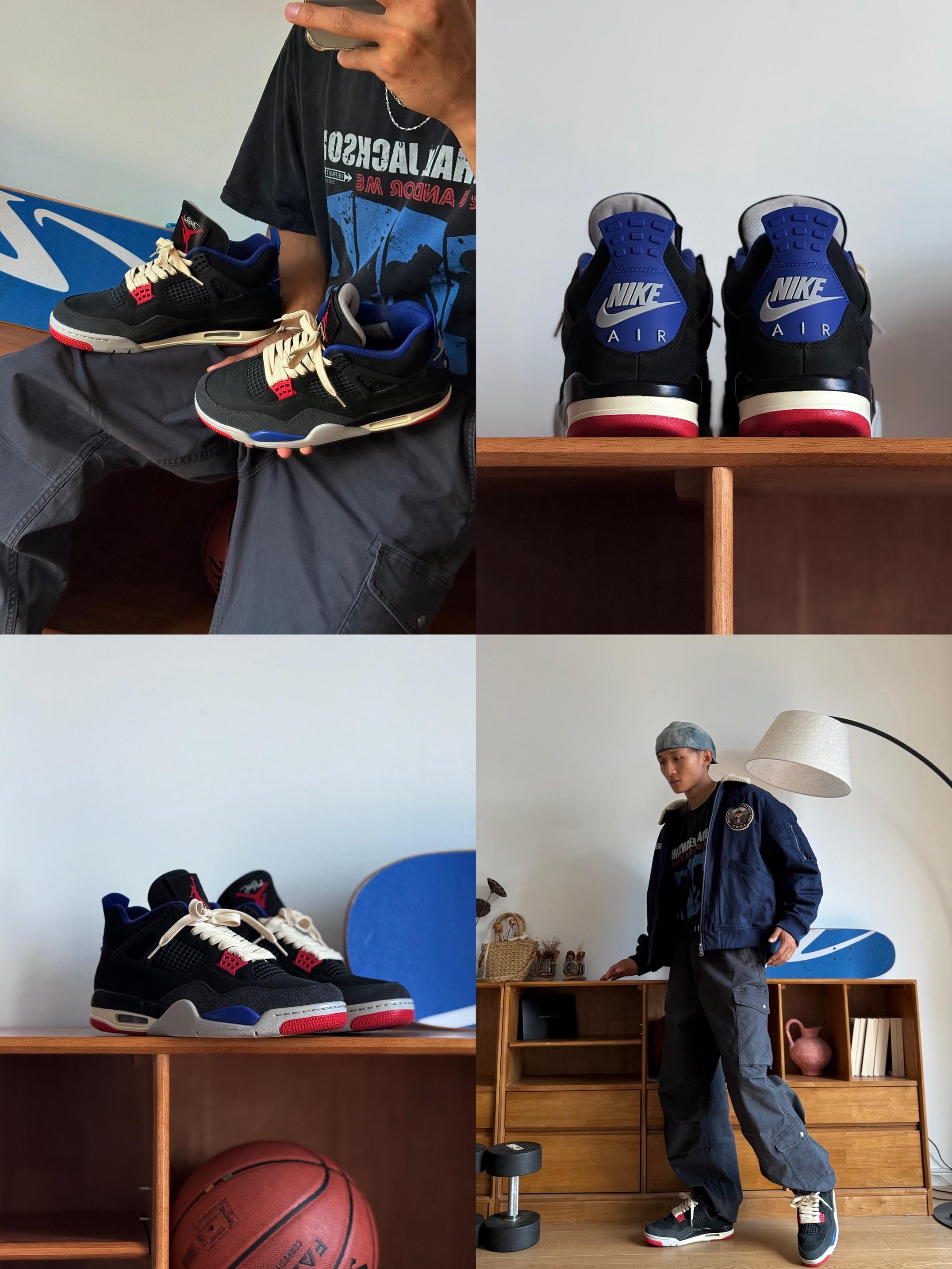 预习一下秋冬的AJ4黑蓝“laser”怎么穿搭!